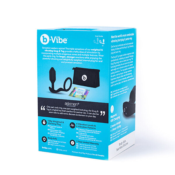 Пробка для ношения со смещенным центром тяжести B-Vibe Snug Plug 5, черная BV-013-BLK - b-Vibe - Анальные пробки для ношения - Купить