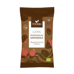 Orgaaniline mandel, maasikas ja ingver tooršokolaadis FOODIN, 3 x 60 g hind ja info | Suupisted, krõpsud | kaup24.ee