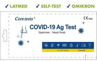 COVID-19 antigeeni kiirtest (enesetest, tuvastab OMIKRON) CORETESTS, 1 tk. hind ja info | COVID-19 kiirtestid | kaup24.ee