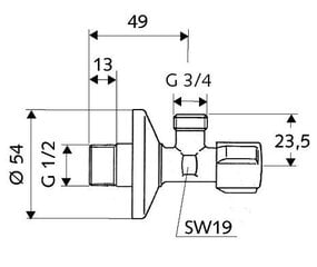 Kombineeritud ventiil pesumasinale Schell 1/2'' x 3/4'' hind ja info | Torude ühendused, ventiilid | kaup24.ee