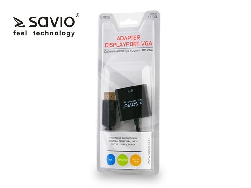 Videoadapter Savio CL-90 DisplayPort-VGA / 10bit / 162 mhz / 1080p hind