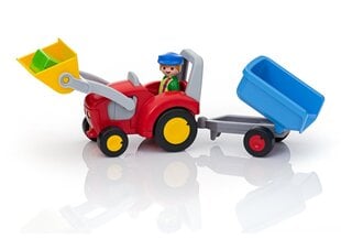 6964 PLAYMOBIL® 1.2.3 Traktor kopa ja haagisega hind ja info | Kokkupandavad mänguasjad | kaup24.ee