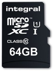 Mälukaart SD + adapter Integral 64 GB microSDXC UltimaPro hind ja info | Mobiiltelefonide mälukaardid | kaup24.ee