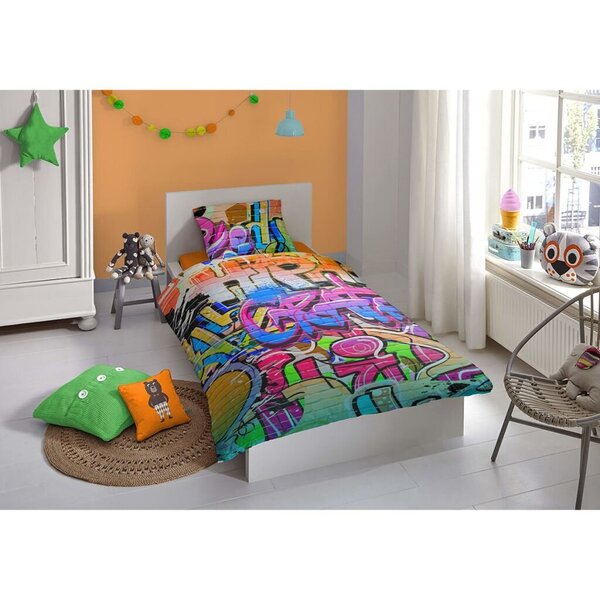 Laste voodipesukomplekt 2-osaline GOOD MORNING Graffity, 135x200 cm hind
