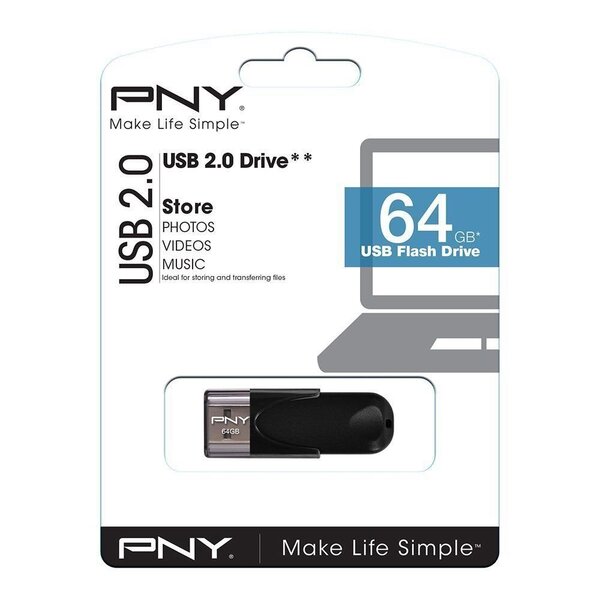 Mälupulk PNY Attaché 4 USB 2.0 64 GB, must Internetist