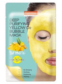 Sügavpuhastavale vahutav kangasmask Purederm Deep Purifying Yellow O2 Bubble Kollajuur 25 g hind ja info | Näomaskid, silmamaskid | kaup24.ee