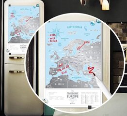 Kraabitav reisikaart Travel Map Silver Europe hind ja info | Maailmakaardid | kaup24.ee