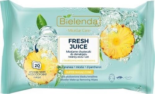 Niisked salvrätikud ananassimahlaga Bielenda Fresh Juice 20 tk hind ja info | Näopuhastusvahendid | kaup24.ee
