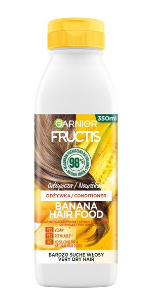 Juuksepalsam Garnier Fructis Banana Hair Food 350 ml hind ja info | Juuksepalsamid | kaup24.ee