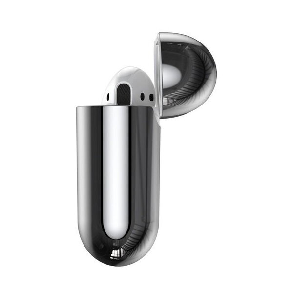 Ümbris Baseus Metallic Shining Ultra-thin Silicone Protector Case with Hook for Airpods, Silver tagasiside