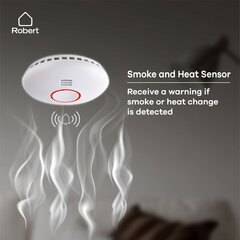 Robert Smart Nutikas suitsuandur, Wi-Fi, smoke and heat detector with alarm (Nedis 5025044) hind ja info | Suitsuandurid, gaasiandurid | kaup24.ee