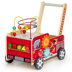 Puidust käimistugi-tegevuskeskus Tuletõrjeauto Ecotoys, TL09025 hind ja info | Imikute mänguasjad | kaup24.ee