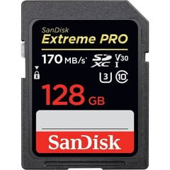 Mälukaart Secure Digital Extreme Pro 128GB, 170/90 MB/s hind ja info | Fotoaparaatide mälukaardid | kaup24.ee