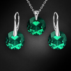 Naiste ehete komplekt „Marianne (Emerald)“ koos Swarovski kristallidega hind ja info | Ehete komplektid | kaup24.ee