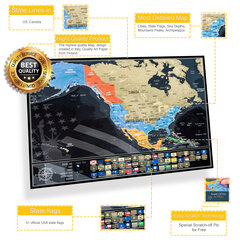Kraapekaart Ameerika hind ja info | Maailmakaardid | kaup24.ee