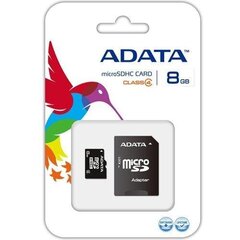 ADATA 8 GB, MicroSDHC, Flash memory clas hind ja info | Mobiiltelefonide mälukaardid | kaup24.ee