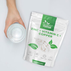 Toidulisaaine Raw Powder Tsink + C-vitamiin ja Vask, 90 kapslit hind ja info | Vitamiinid, toidulisandid, preparaadid tervise heaoluks | kaup24.ee