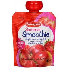 Smuuti õuna ja maasikapüreega Semper Smoothie, 6+ kuud, 90 gr hind ja info | Püreed | kaup24.ee