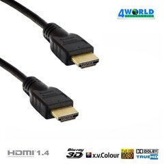 4World HDMI - HDMI 19/19 M/M, 1m kullatud hind ja info | Kaablid ja juhtmed | kaup24.ee