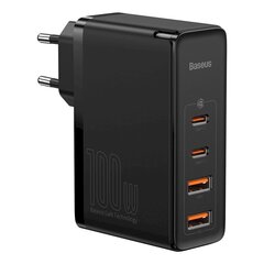Baseus GaN CCGAN2P-L01 reisilaadija 2 x USB / 2 x USB-C / 100W / 5A must hind ja info | Mobiiltelefonide laadijad | kaup24.ee