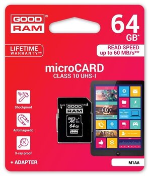 Mälukaart Goodram micro SDXC 64GB Class 10 +adapter hind ja info | Mobiiltelefonide mälukaardid | kaup24.ee