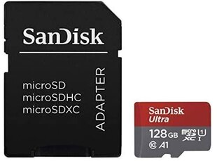 Sandisk mälukaart microSDXC 128GB Ultra 120MB/s A1 + adapter hind ja info | Mobiiltelefonide mälukaardid | kaup24.ee