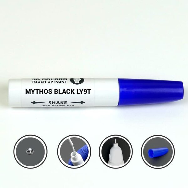 SD COLORS MYTHOS BLACK LY9T VW/AUDI Kriimustuste parandamise värv 12ML Värvikood LY9T MYTHOS BLACK hind