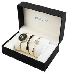 Ehete komplekt Excellanc: kell ja kaks käevõru naistele, kuldset värvi hind ja info | Ehete komplektid | kaup24.ee