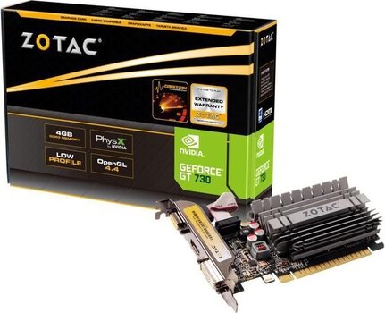 Videokaart Zotac GeForce GT730 ZONE Edition 4GB DDR3 ZT-71115-20L hind ja info | Videokaardid (GPU) | kaup24.ee