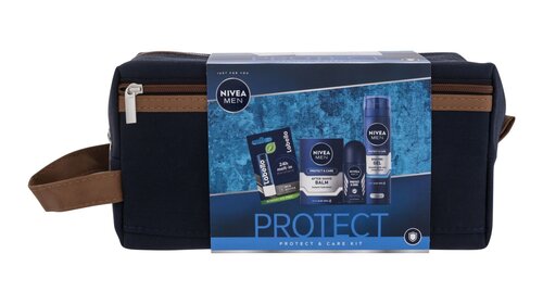 Komplekt Nivea Men Protect & Care: raseerimisgeel, 200 ml + deodorant, 50 ml + habemeajamisjärgne palsam, 100 ml + huulepalsam, 4,8 g + kosmeetikakott hind ja info | Raseerimisvahendid | kaup24.ee