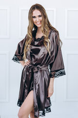 Naiste hommikumantel musta pitsiga, pruun hind ja info | Naiste hommikumantlid | kaup24.ee