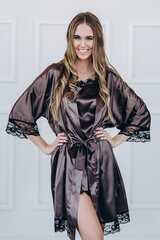 Naiste hommikumantel musta pitsiga, pruun hind ja info | Naiste hommikumantlid | kaup24.ee