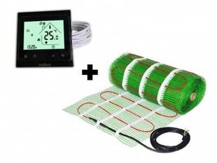 Põrandaküttevõrk Wellmo MAT (suurus 3 m2) + programmeeritav termostaat Wellmo WTH-51.36 NEW BLACK, must hind ja info | Põrandaküte | kaup24.ee