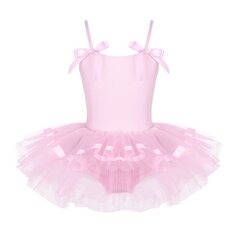 Tüdrukute võimlemistrikoo koos seelikuga, roosa, pikkusele 104-110 cm hind ja info | Balletiriided | kaup24.ee