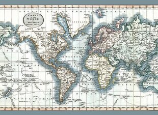 Vaip maailmakaardiga Mercator&#039;s, 140x200 cm hind ja info | Maailmakaardid | kaup24.ee