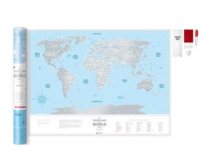 Kraabitav maailmakaart Silver World hind ja info | Maailmakaardid | kaup24.ee
