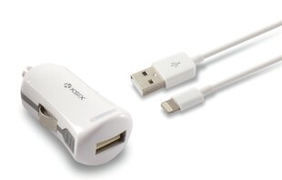 KSIX Car adapter USB + cable lightning 2.4A / made for iPhone 5/5S, iPhone 6/6 PLUS hind ja info | Mobiiltelefonide laadijad | kaup24.ee